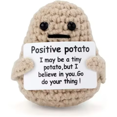 New Positive Energy Potato Hug Pocket Mini Handmade Plush Wool Knitting Doll with Card Funny Christams Gift Home Room Decoration 10 best sales thank you gifts - №6
