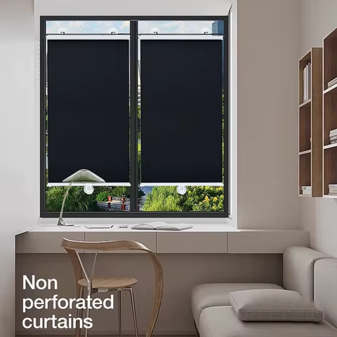 Cordless Retractable Roller Shades Black Home Office Windows Sunshade Thermal blinds without drilling blackout curtain 8 best sales roller blinds for windows - №3