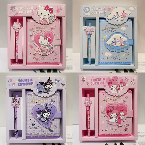 Sanrio Hello Kitty Notebook Gel Pens Kuromi Cinnamoroll Notepad Daily Weekly Agenda Planner Stationery Set Office School Supplie 12 best sales sanrio ipad case - №8