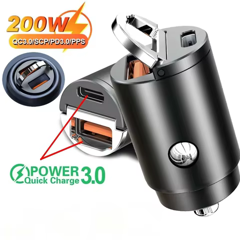 Mini PD QC Pull Ring Fast Charging Car Charger USB C Car Phone Charger Adapter For iPhone 13 12 Xiaomi Samsung Huawei 12 best sales flamingo app control smart - №7