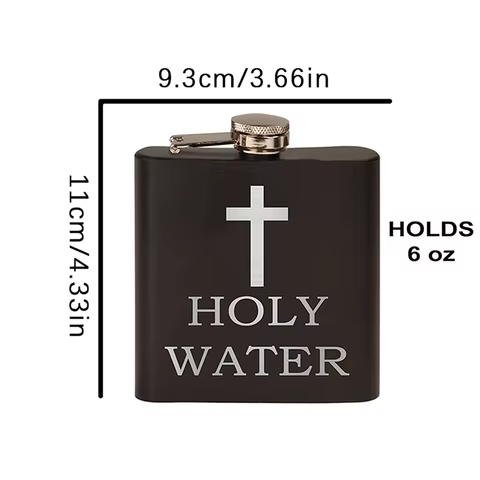 Cross Pattern Holy Water Bottle Black Hip Flask Stainless Steel Hip Flask Hip Flask Alcohol Whiskey Hip Flask Screw Cap 12 best sales alcohol pocket bottle - №9