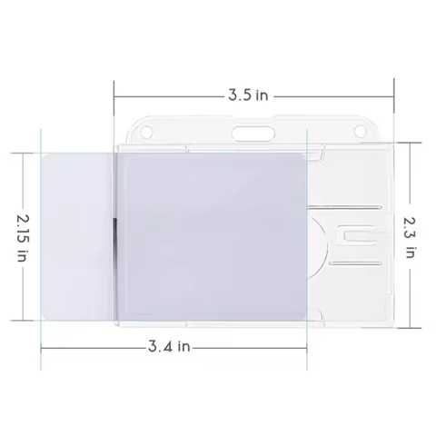 1pc Double Badge Holder Vertical 2 Card Badge Holder With Thumb Slots Hard Transparent Case Protector With Retractable Badge 8 best sales id badge reels - №3