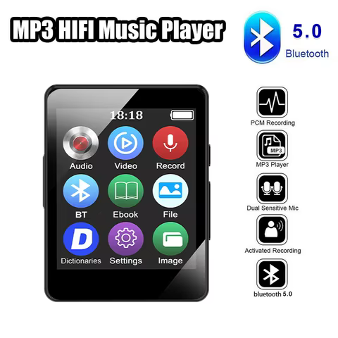 Portable MP3 Player Bluetooth 5.0 Music Stereo Speaker Mini MP4 Video Playback With LED Screen FM Radio Recording For Walkman 8 best sales playback - №6