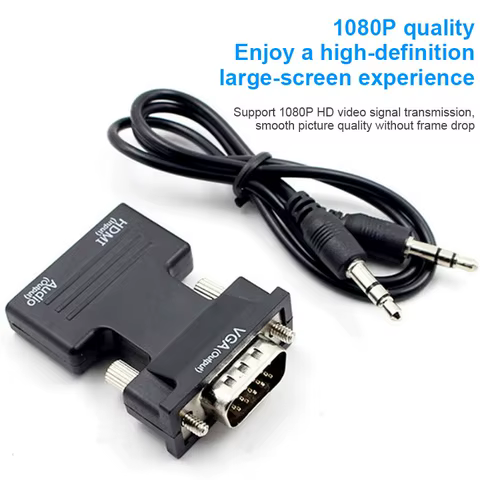 HDMI-compatible Female To VGA Male Converter with 3.5mm Audio Cable for PS4 Monitor Projector PC Laptop 1080P HD To VGA Adapt 12 best sales 2 male 1 female 3.5mm - №8