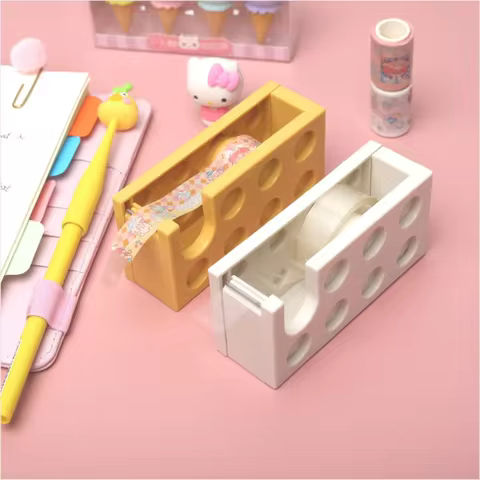 Creative Paper Tape Cutter Office Building Block Shaped Stationery Masking Tape Holder Dispenser Washi Tape Storage Office Tools 12 best sales large tape dispenser - №10