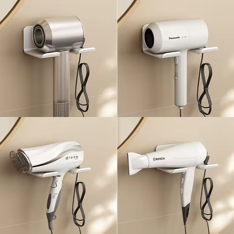 Hair Dryer Holder Bathroom Hair Straightener Stand Nail Free Shelves for Wall Room Bathroom Storage Rack Shelf Wall-mounted Home 6 best sales hair iron holder - №4