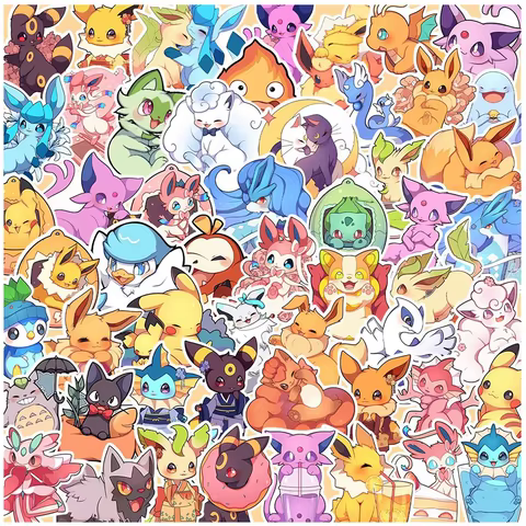10/30/50pcs Cute Pokemon Anime Stickers Kawaii Pikachu Eevee Graffiti Sticker DIY Phone Water Bottle Notebook Cartoon Decals Toy 8 best sales eve pokemon - №6
