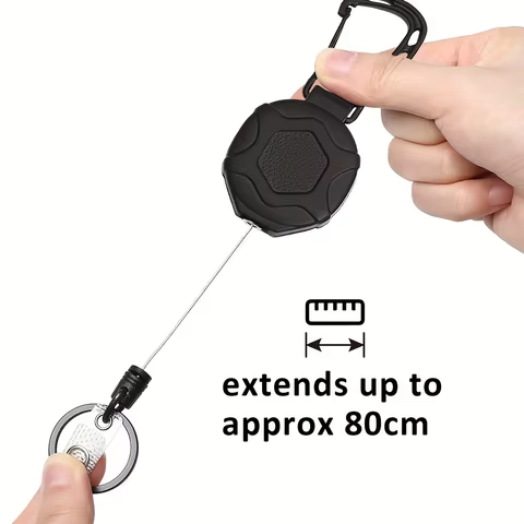 1pc Heavy Duty Retractable Badge Reel Keychain Strap Tactical ID Badge Reel Strap Steel Retractable Rope 8 best sales id badge reels - №1