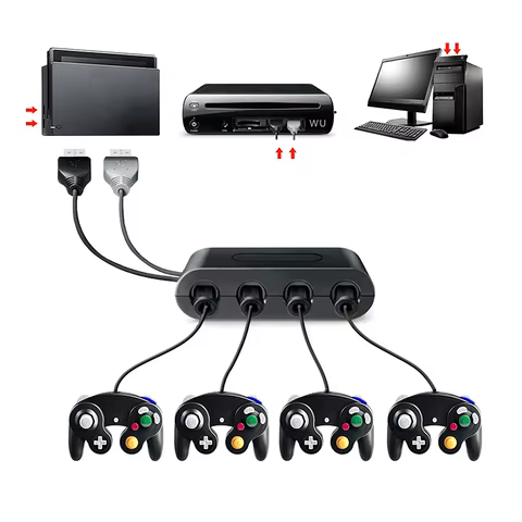 4 Ports Game Converter for GameCube GC Controller USB Adapter for Nintend Switch NGC/Wii u/PC Star Fighting Support Dropshipping 6 best sales controller converter - №6