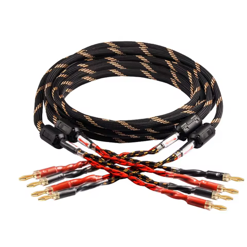 YYAUDIO One Pair HiFi Speaker Cable High Quality 6N OFC Core with Banana and 24K Gold Y plug Audio Cable for Amplifier Speaker 10 best sales banana hifi - №8