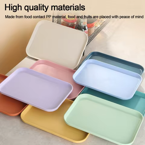 Rectangular Pallet Nordic Multiple Colors Plastic Storage Tray Food Bread Pan Hotel Service Tray 12 best sales food tray korean - №10