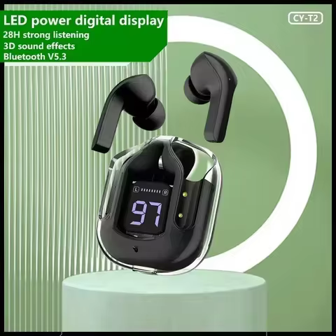 T2 Tws Wireless Bluetooth Headset Transparent Headphones ENC Power Digital Display Stereo Sound Earphones for All Smartphones 8 best sales bateria redmi note 7 - №2