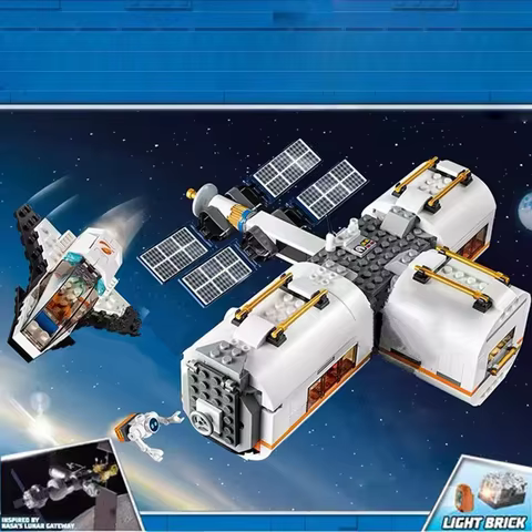 Lunar Space Station Urban Space Series Spacecraft Creative Assembling building blocks Toys Children's puzzle Toy For Kids Gifts 8 best sales lunar module - №7
