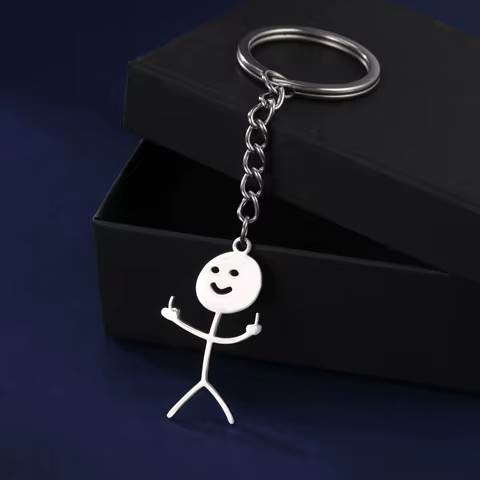 Skyrim Funny Finger Stickers Hip Hop Fun Graffiti Pendant Keychain Stainless Steel Men's Keychain Car Keychain Gift 8 best sales chavero - №6