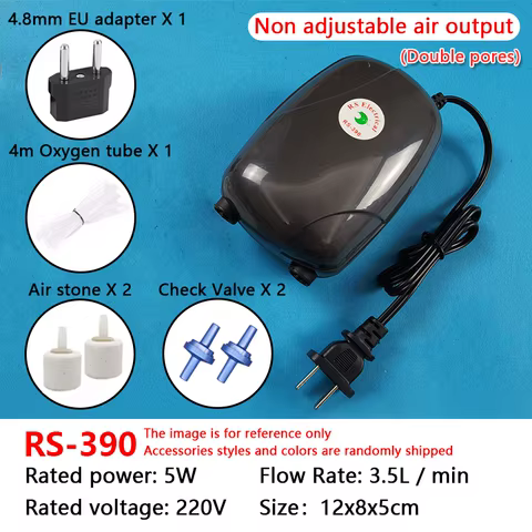 1PC Aquarium Air Pump Fish Tank Mini Compressor Single Double Outlet with Check Valve Tube Aquatic Accessories 220V 3W 5W 10 best sales aquarium air compressor - №5