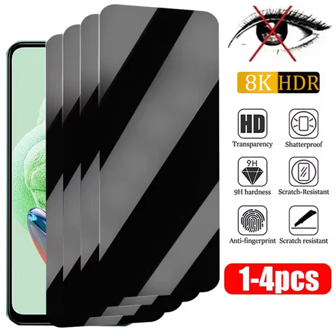 1-4PCS Privacy Screen Protector for Xiaomi Redmi Note 12 11 10 13 14Pro 11S 9 8 7 Plus 5G 10S 9S Anti-spy Glass for Redmi 10C 9A 12 best sales redmi note 10 pro glass - №7