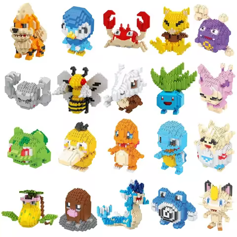 DIY Pokemon Blocks Small Cartoon Mini Building Block Pikachu Charizard Eevee Mewtwo Anime Assemble Action Model Dolls Toys 8 best sales mould king harry potter - №4