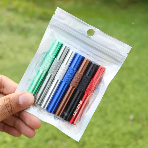 7pcs Aluminum Metal Tube Hose Tube colorful bag Pen Style Smoking Accessories Wholesale Custom Logo 10 best sales sniff tube - №8