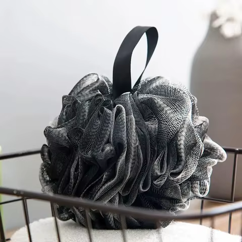 Soft Shower Mesh Foaming Sponge Exfoliating Scrubber Black Bath Bubble Ball Body Skin Cleaner Cleaning Tool Bathroom Accessories 12 best sales net sponge - №2