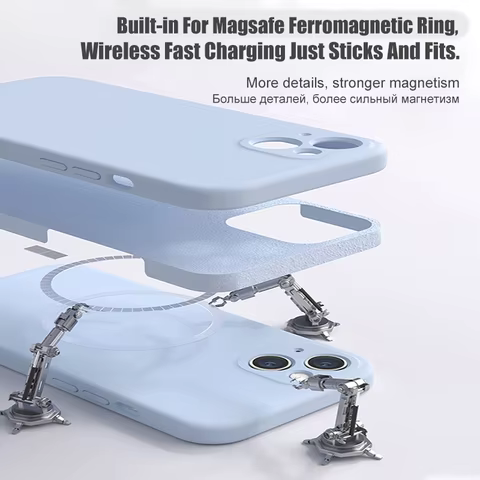 Magnetic Liquid Silicone Phone Case For iPhone 15 14 13 12 11 Pro Max Mini X XR XS 8 Plus SE For Magsafe Wireless Charging Cover 10 best sales moto g power 2022 - №1