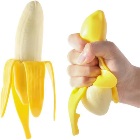 Banana Toy Stretchy Fidget Toy Novelty Stress Relief Toys Funny Peeled Fake Banana Fruit Stress Toy Birthday Party Favors 12 best sales banana toy - №5