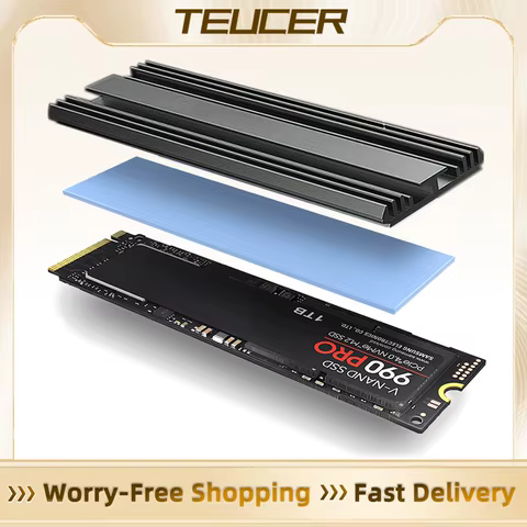 TEUCER M.2 SSD Heatsink M2 2280 Solid State Hard Disk Aluminum Heatsink Gasket with Thermal Silicone Pad PS5 Desktop PC 10 best sales heatsinks - №2