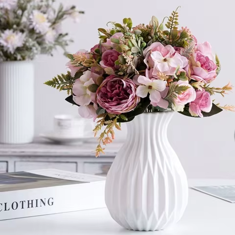 Modern Flower Vase White Plastic Vase Flower Pot Basket Nordic Home Living Room Decoration Ornament Wedding Flower Arrangement 8 best sales moza r5 - №6