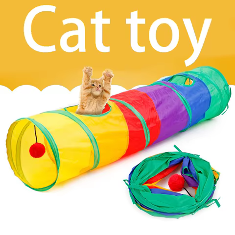 Cat Tunnel Pet Tube Collapsible Play Toy Indoor Outdoor Kitty Puppy Toys for Puzzle Exercising Hiding Training 10 best sales jump cat - №10