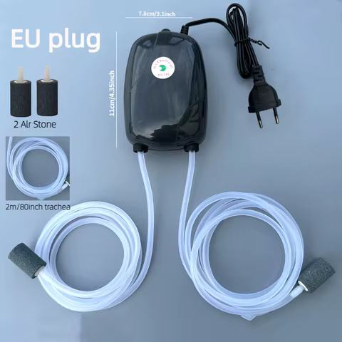 Aquarium Air Pump Fish Tank Mini Compressor Single Double Outlet with Check Valve Tube Aquatic Accessories 220V 3W 5W 10 best sales aquarium air compressor - №6