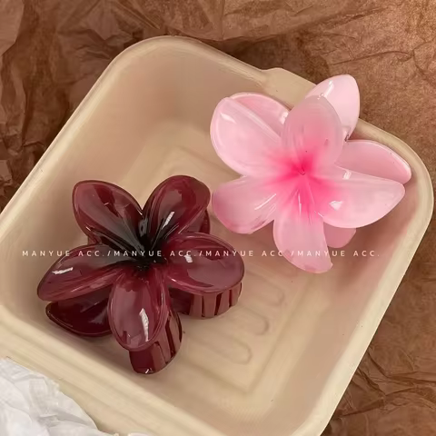Hawaiian Gradient Hair Clips Flower Hair Claws Big Size Fashion Head wear Hairpin for Women Girls Crab Barrette Hair Accessories 10 best sales large flower hair claw clips - №6