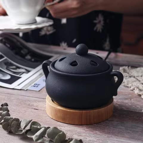 Plug in Timed 110V/220V Electric Incense Burner Ceramic Elegant Black 25ml Essential Oil Lamp Timed Household for Home Decor 12 best sales essential oil burner - №8