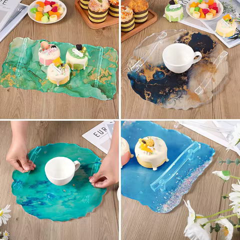 Tray Epoxy Resin Silicone Mold DIY Large Rectangle Tea Plate Coaster Resin Mold For Home Decoration Craft Making Art Supplies 10 best sales silicon resin - №8