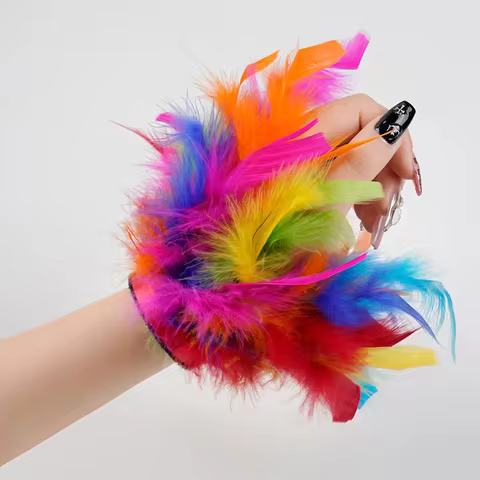 Women Natural Feather Cuffs Sexy Cuffs With Feathers Feather Cuff Snap Bracelet Sleeves Wrist Arm Removable Shirt 12 best sales removable sleeves - №6