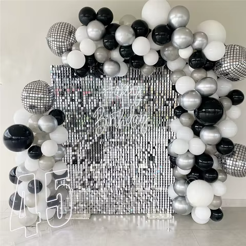 Silver Shimmer Wall Backdrop Panels 18 Panels Square Sequin Backdrop for Wedding Bridal Shower & Bachelorette Party Supplies 12 best sales wedding photo background - №9