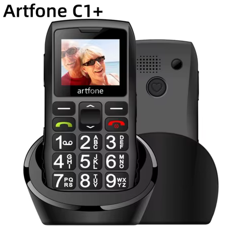 Bar Senior Mobile Phone Artfone C1+ With Free Charging Dock C1 Big Rubber Keypad For Elderly Dual Sim One Key SOS FM 1400mAh 10 best sales phone with buttons - №5