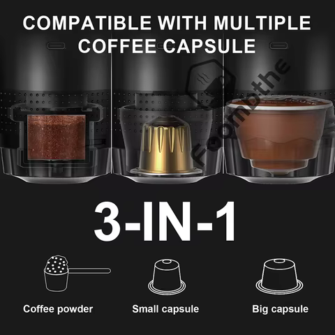 Wireless Electric Portable Espresso Coffee Machine for Car & Home Camping Coffee Maker 3-in-1 Capsule Powder Travel Coffee Maker 8 best sales american capsule - №3