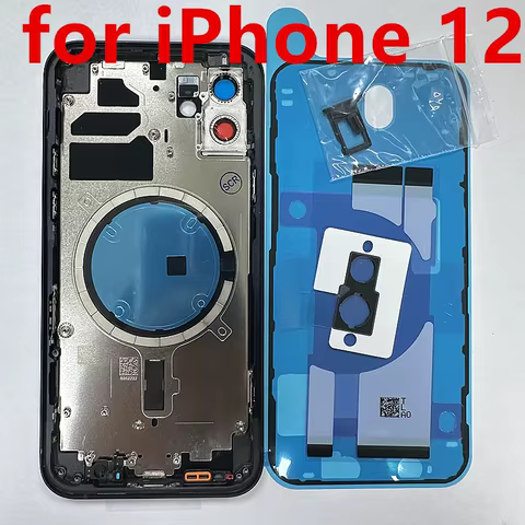 Back Housing Cover For iPhone 12 Back Battery Door Rear Glass Middle Frame SIM Tray Side Key Replacement with CE Parts 12 best sales iphone 12 housing replacement - №6