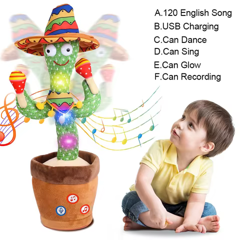 Talking Cactus Baby Toy Dancing Cactus Repeats What You say for Kids with English Songs Dancing Toy for Gift Toddle Girls Boys 8 best sales cactus dancing toy - №6