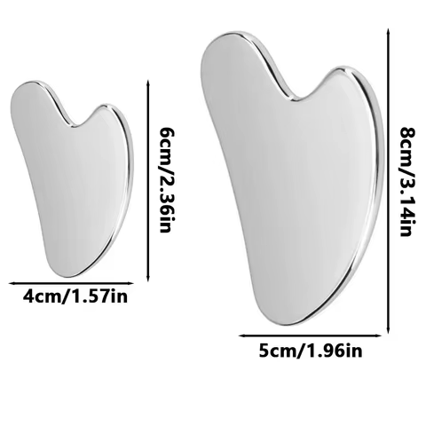 1pices Gua Sha Board Beauty Skin Care Facial Tool Stainless Steel GuaSha Massage Tool Natural Universal Facial Silver Metal 12 best sales propolis serum - №11