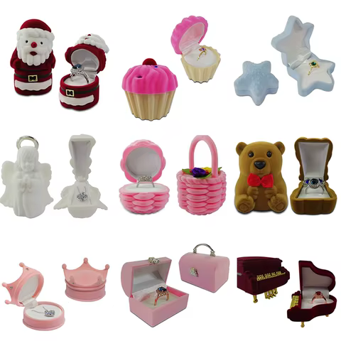 Creative Velvet Jewelry Box Mini Container Ring Box Earrings Rings Storage Box Small Accessories Display Gift Box 8 best sales rings box - №8