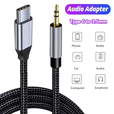 AUX Audio Cable Type-C USB C to 3.5mm Jack AUX Cord Car Speaker Headphone Adapter for Samsung Xiaomi Huawei Type-C Converter 6 best sales cable beats - №2