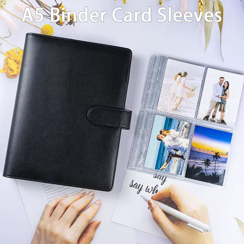 A5 Kpop Photocard Binder with 25 pages 4-Pocket Card Collector Album with 200 Card Slots PU Leather Cover Organizing Cards 10 best sales card binder 4 pocket - №7