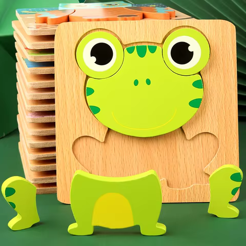 High Quality 3D Wooden Puzzle Baby Cartoon Animal Traffic Jigsaw Early Learning Cognition Game Puzzle Toys for Children 12 best sales wood 3d puzzle - №4