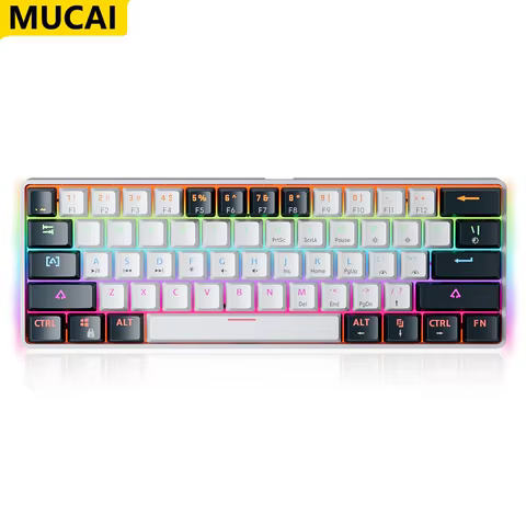 MUCAI MK61 USB Gaming Mechanical Keyboard Red Switch RGB Backlit Hot Swappable 61 Keys Wired Detachable Cable 10 best sales red keyboard - №4