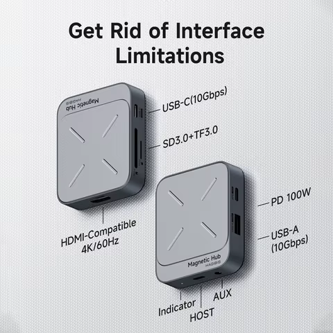 Hagibis Magnetic USB C Hub Type-C Multiport Adapter Docking Station 4K HDMI 100W PD For Macbook iPhone 16/15 Pro Thunderbolt 4 10 best sales asus zenfone 8 - №9
