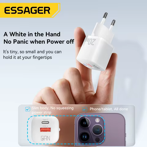 Essager 20W GaN USB Type C Charger PD Fast Charge Phone QC 3.0 Quick Chargers For iPhone 14 13 12 11 Pro Max Mini iPad Charging 10 best sales charging brick - №9