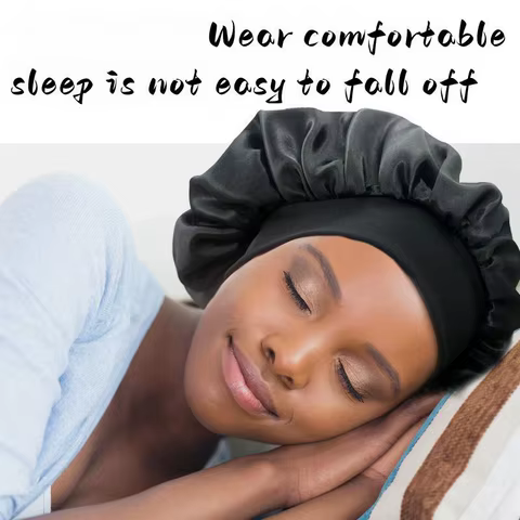 Women's Wide Brim Nightcap Silk Bonnet Hair Wrap for Sleeping Sleep Cap With Elastic Soft Band Sleep Cap With Elastic Soft Band 12 best sales thermal cap - №9