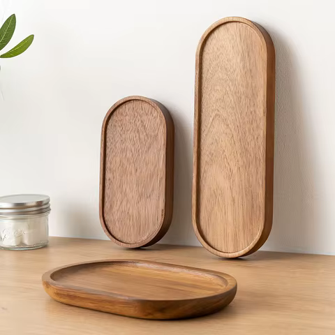 Tableware Solid Wood Food Tray Round Rectangle Dessert Plate Japanese-style Wooden Snack Fruit Tea Saucer Pallet Bread Board 8 best sales cute tray - №6