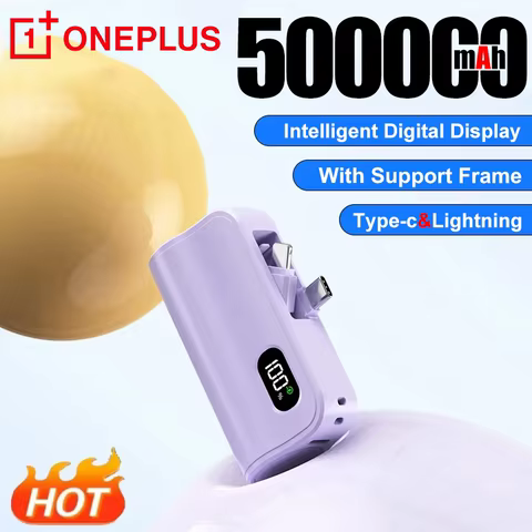 OnePlus 50000mAh Capsule Power Bank 2-in-1 Large Capacity LED Digital Display Portable Fast Charging External Battery For IPhone 10 best sales 2 in 1 charger and power bank - №9