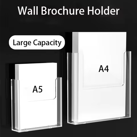 Clear Acrylic Brochure Holder, A4/A5 Brochure Shelf Wall Mount Flyer Holder Clear Literature Holders Magazine Holder,Mail Holder 8 best sales acrylic magazine holder - №8